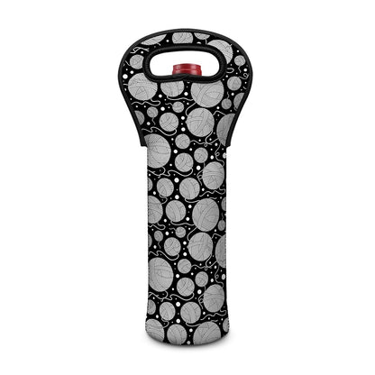 Black And White Yarn Pattern Print Single Neoprene Wine Tote