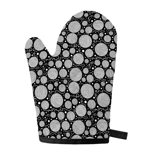 Black And White Yarn Pattern Print Single Oven Mitt