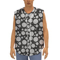 Black And White Yarn Pattern Print Sleeveless Baseball Jersey