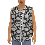 Black And White Yarn Pattern Print Sleeveless Baseball Jersey