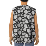 Black And White Yarn Pattern Print Sleeveless Baseball Jersey