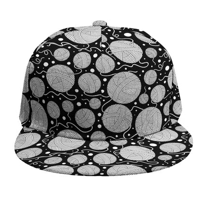 Black And White Yarn Pattern Print Snapback Cap