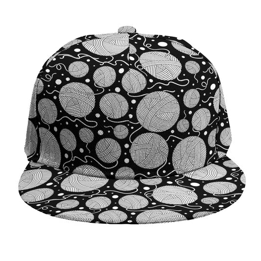 Black And White Yarn Pattern Print Snapback Cap