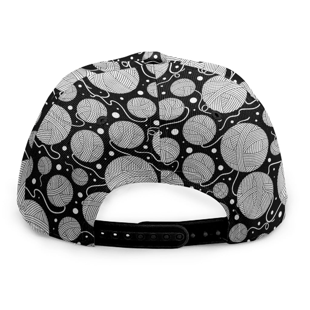 Black And White Yarn Pattern Print Snapback Cap