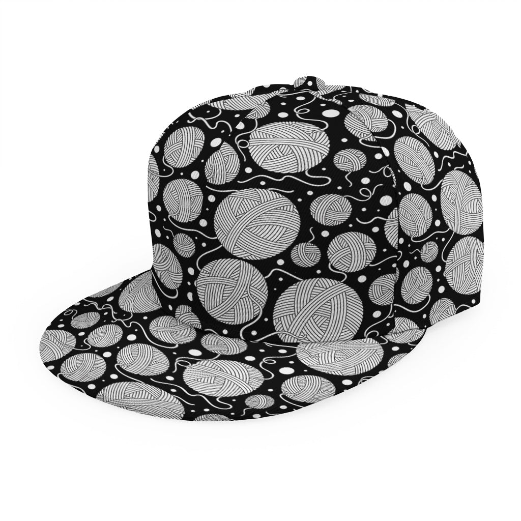 Black And White Yarn Pattern Print Snapback Cap