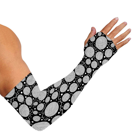 Black And White Yarn Pattern Print Sun Protection Arm Sleeves