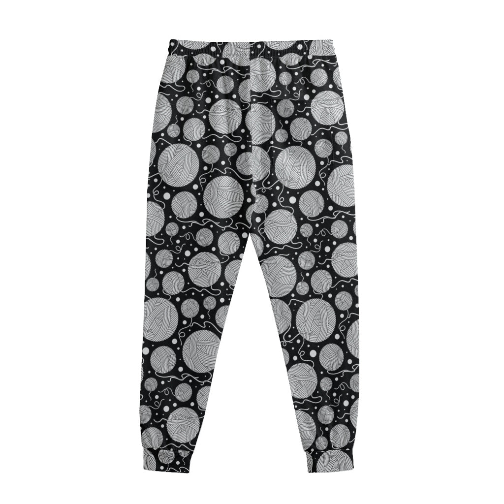 Black And White Yarn Pattern Print Sweatpants