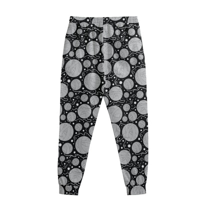 Black And White Yarn Pattern Print Sweatpants