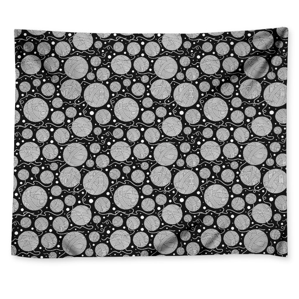 Black And White Yarn Pattern Print Tapestry