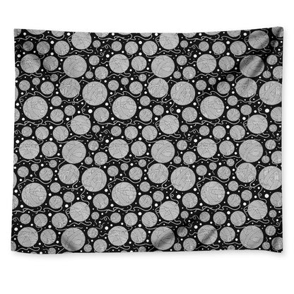 Black And White Yarn Pattern Print Tapestry