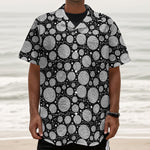 Black And White Yarn Pattern Print Textured Short Sleeve Shirt