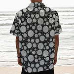 Black And White Yarn Pattern Print Textured Short Sleeve Shirt