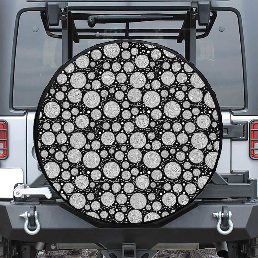 Black And White Yarn Pattern Print Tire Cover