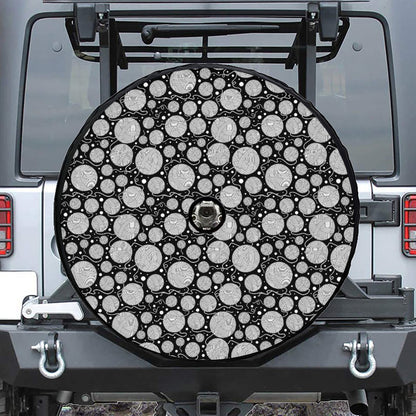 Black And White Yarn Pattern Print Tire Cover With Camera Hole