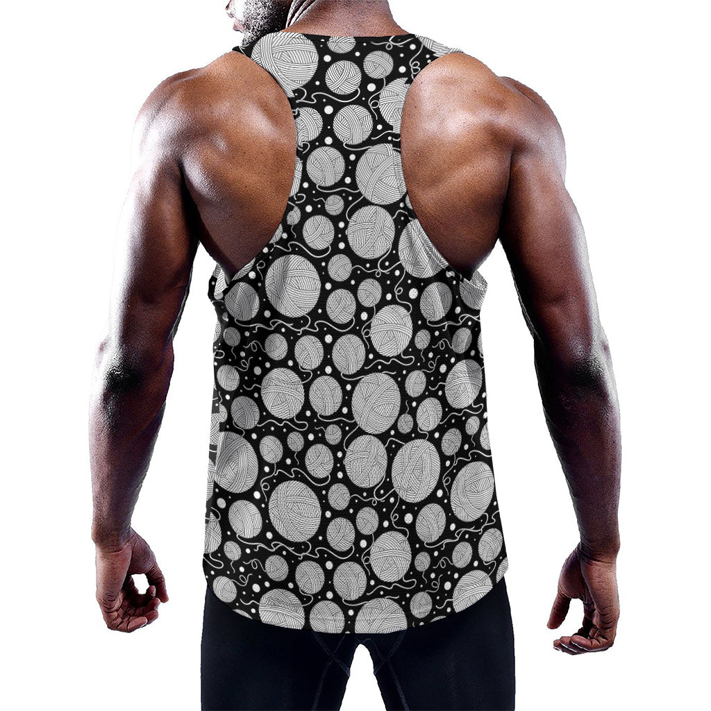 Black And White Yarn Pattern Print Training Tank Top