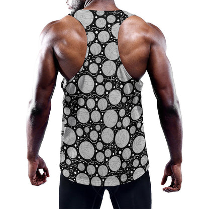 Black And White Yarn Pattern Print Training Tank Top