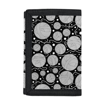 Black And White Yarn Pattern Print Trifold Wallet