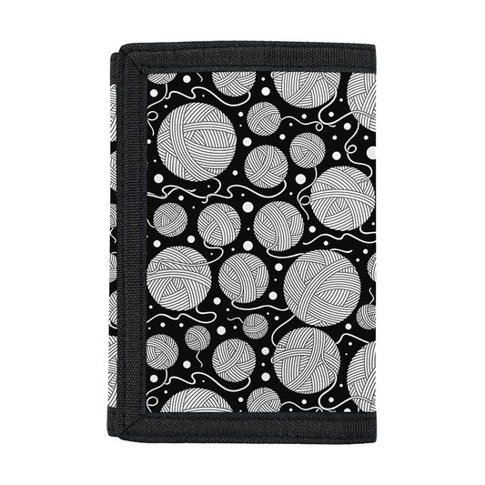 Black And White Yarn Pattern Print Trifold Wallet