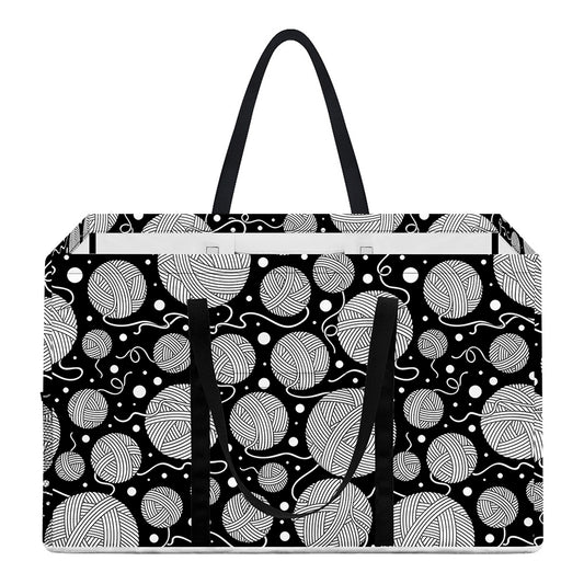 Black And White Yarn Pattern Print Utility Tote Bag