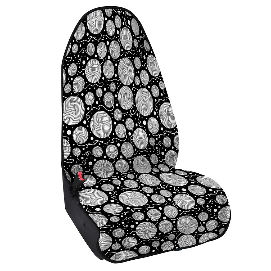 Black And White Yarn Pattern Print Waterproof Car Seat Cover