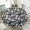 Black And White Yarn Pattern Print Waterproof Round Tablecloth