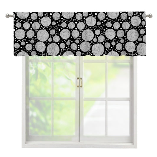 Black And White Yarn Pattern Print Window Valance