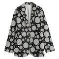 Black And White Yarn Pattern Print Women's Cotton Blazer