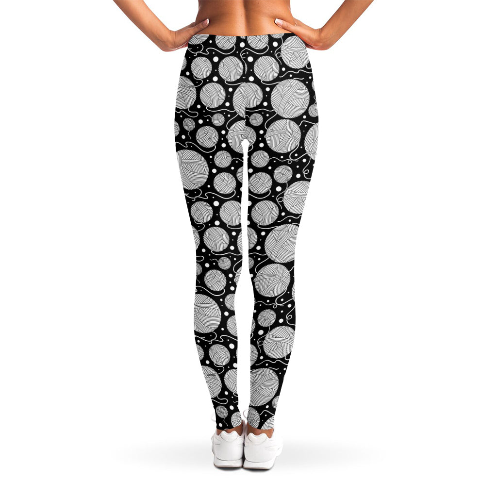 Black And White Yarn Pattern Print Women's Leggings
