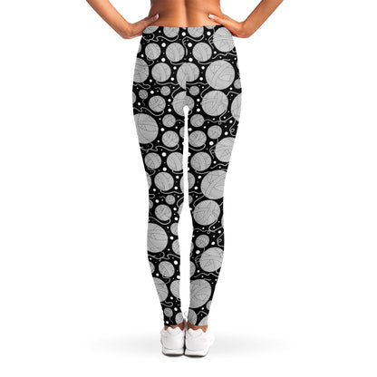 Black And White Yarn Pattern Print Women's Leggings