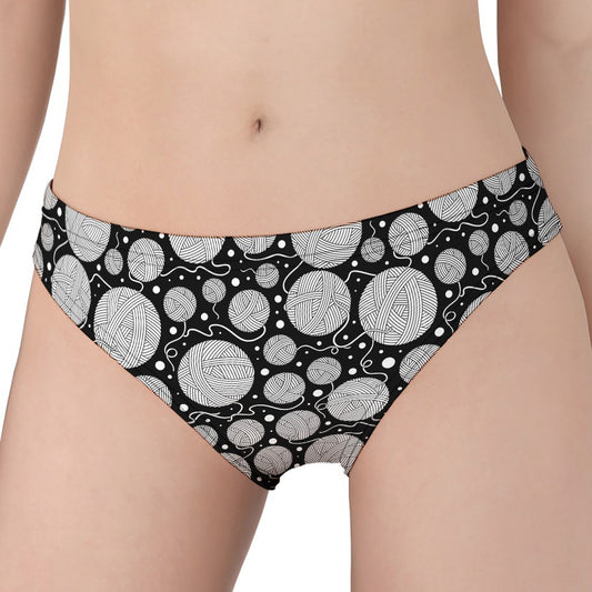 Black And White Yarn Pattern Print Women's Panties