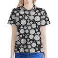 Black And White Yarn Pattern Print Women's Polo Shirt