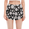 Black And White Yarn Pattern Print Women's Split Running Shorts