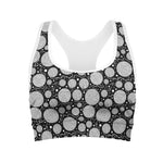 Black And White Yarn Pattern Print Women's Sports Bra
