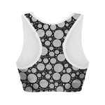 Black And White Yarn Pattern Print Women's Sports Bra
