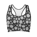 Black And White Yarn Pattern Print Women's Sports Bra