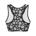 Black And White Yarn Pattern Print Women's Sports Bra