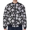 Black And White Yarn Pattern Print Zip Sleeve Bomber Jacket