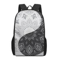 Black And White Yin Yang Mandala Print 17 Inch Backpack