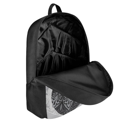 Black And White Yin Yang Mandala Print 17 Inch Backpack