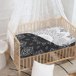 Black And White Yin Yang Mandala Print Baby Crib Sheet