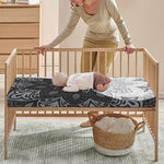 Black And White Yin Yang Mandala Print Baby Crib Sheet