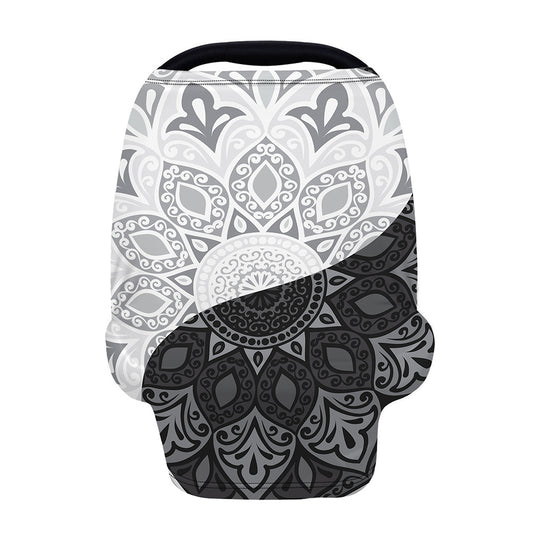 Black And White Yin Yang Mandala Print Baby Seat Cover