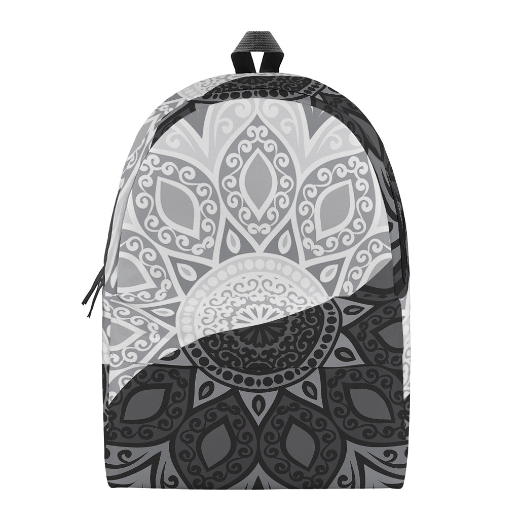 Black And White Yin Yang Mandala Print Backpack