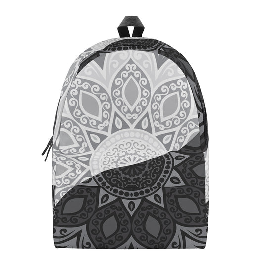 Black And White Yin Yang Mandala Print Backpack