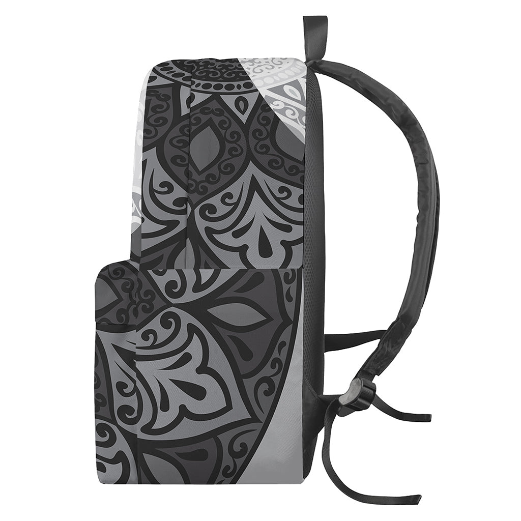 Black And White Yin Yang Mandala Print Backpack