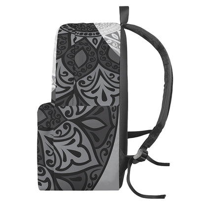 Black And White Yin Yang Mandala Print Backpack