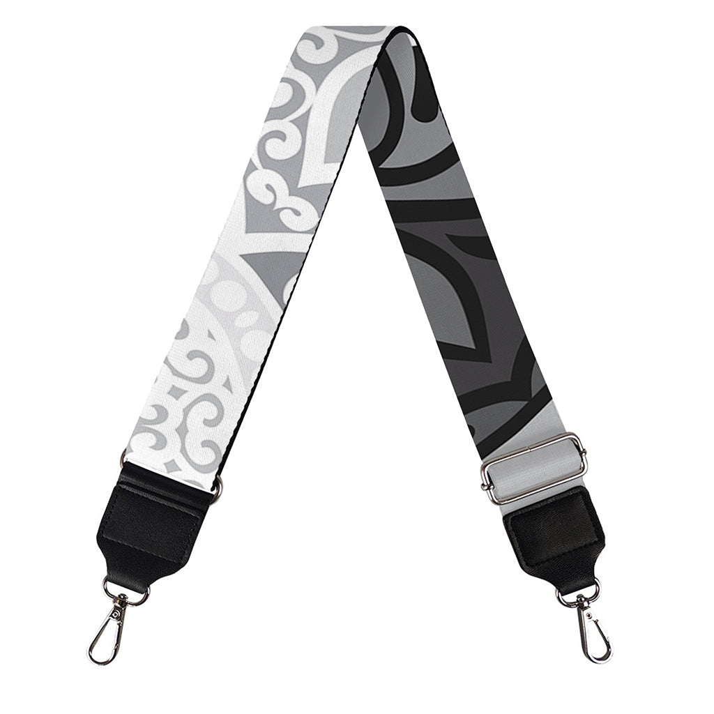 Black And White Yin Yang Mandala Print Bag Strap