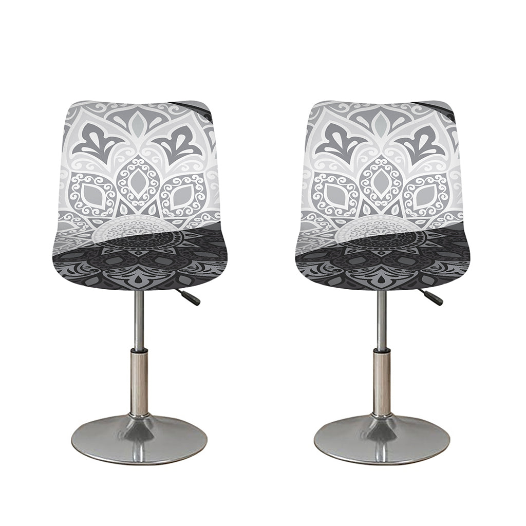 Black And White Yin Yang Mandala Print Bar Stool Covers