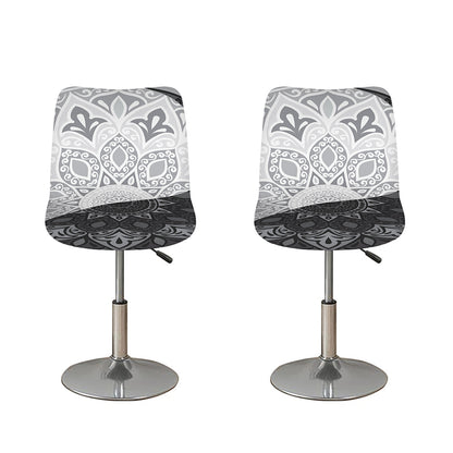 Black And White Yin Yang Mandala Print Bar Stool Covers
