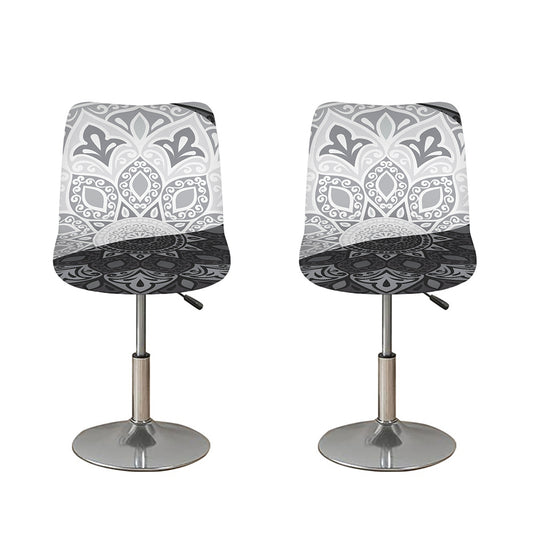 Black And White Yin Yang Mandala Print Bar Stool Covers